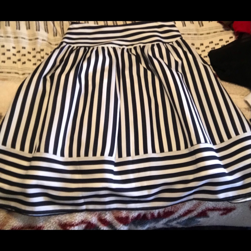 Maeve blue and white stripped skirt